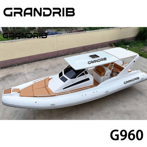 1-1-1 Grandrib G960 – 31ft Luxury Semi-Rigid Inflatable Boat, CE Certified High-Speed Sport Fiberglass Cabin RIB Boat for Sale