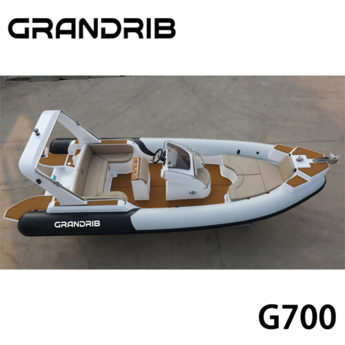 1-1-11 Grandrib G700 23ft Chinese Fiberglass Rigid-Hull Intelligent Inflatable Boat for Fishing & Entertainment