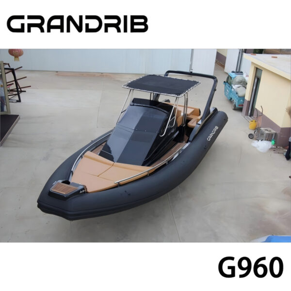 1-3-3 Grandrib G960 – 31ft Luxury Semi-Rigid Inflatable Boat, CE Certified High-Speed Sport Fiberglass Cabin RIB Boat for Sale