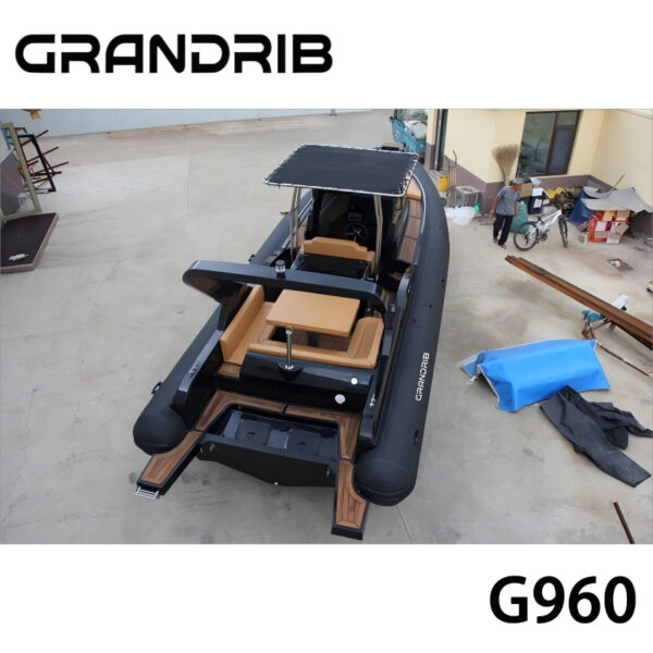 1-6-6 Grandrib G960 – 31ft Luxury Semi-Rigid Inflatable Boat, CE Certified High-Speed Sport Fiberglass Cabin RIB Boat for Sale