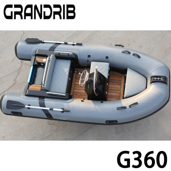 Grandrib G360 Luxury 12ft Fiberglass inflatable Hypalon boat with steering wheel and Center console Wholesale Tenders boat