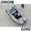 Grandrib G360 Luxury 12ft Fiberglass inflatable Hypalon boat with steering wheel and Center console Wholesale Tenders boat