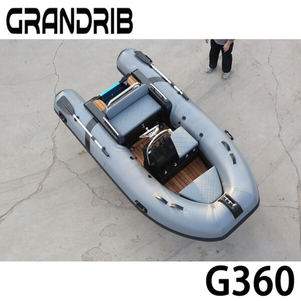Grandrib G360 Luxury 12ft Fiberglass inflatable Hypalon boat with steering wheel and Center console Wholesale Tenders boat