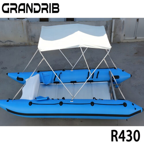 Grandrib R430 PVC 4.3m High Speed Catamaran Inflatable Boat Drop Stitch Floor Rowing Boat